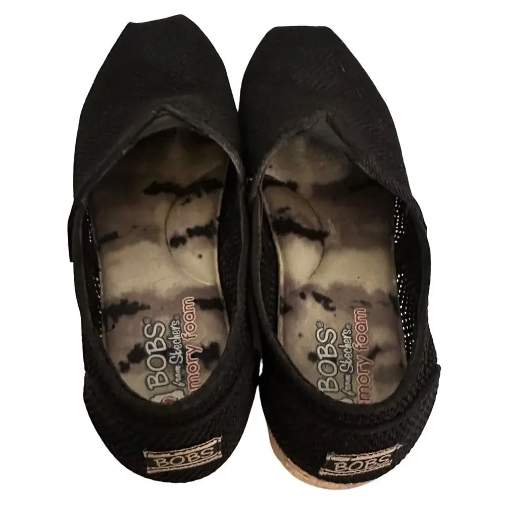 BOBS Women’s‎ Size 8 Black Woven Memory Foam From Sketchers Slip Bohemian EUC